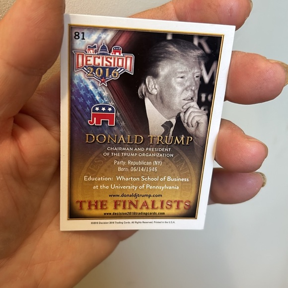 Decision 2016 Donald Trump THE FINALISTS Rookie Card Ungraded - Picture 2 of 3